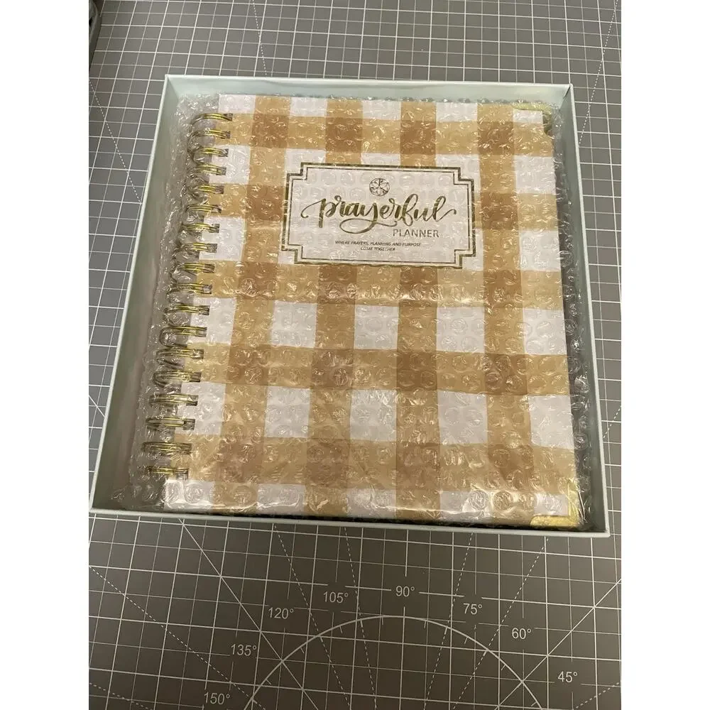 Prayerful Planner Undated Classic 7.5”x 9.5” Spiral Bound Yellow Gingham NIB
